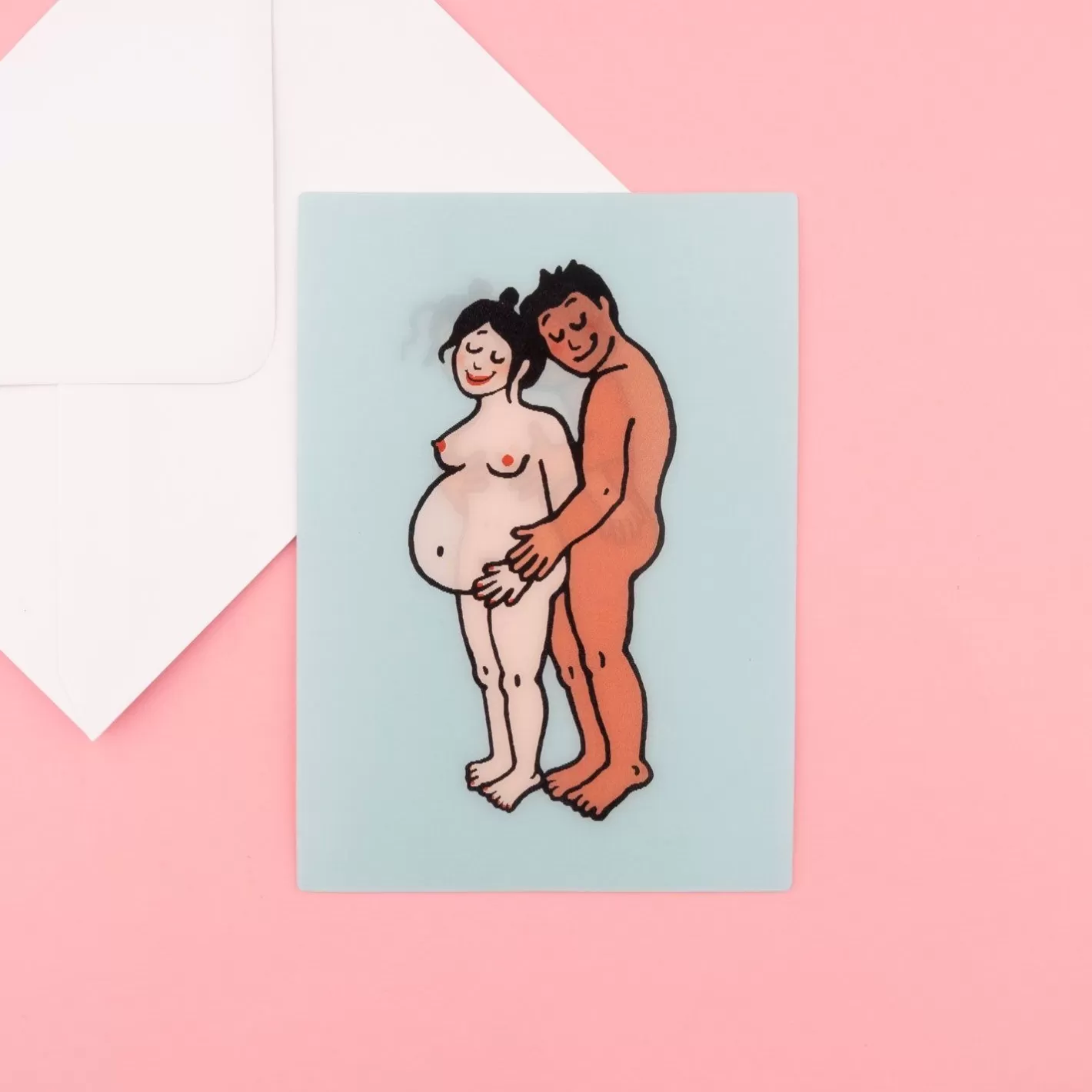 Pregnancy Postcard - White Mom Black Dad>Coucou Suzette Fashion