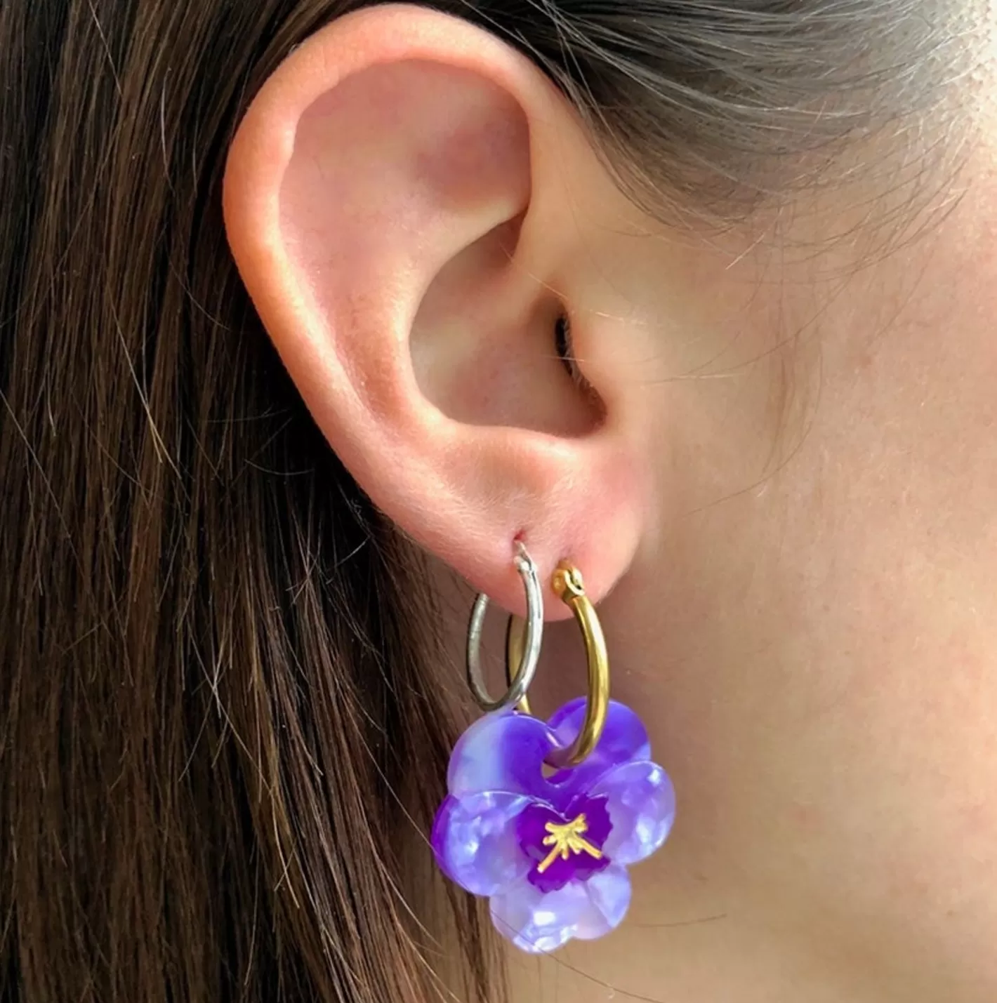 Purple Pansies Earrings>Coucou Suzette Best
