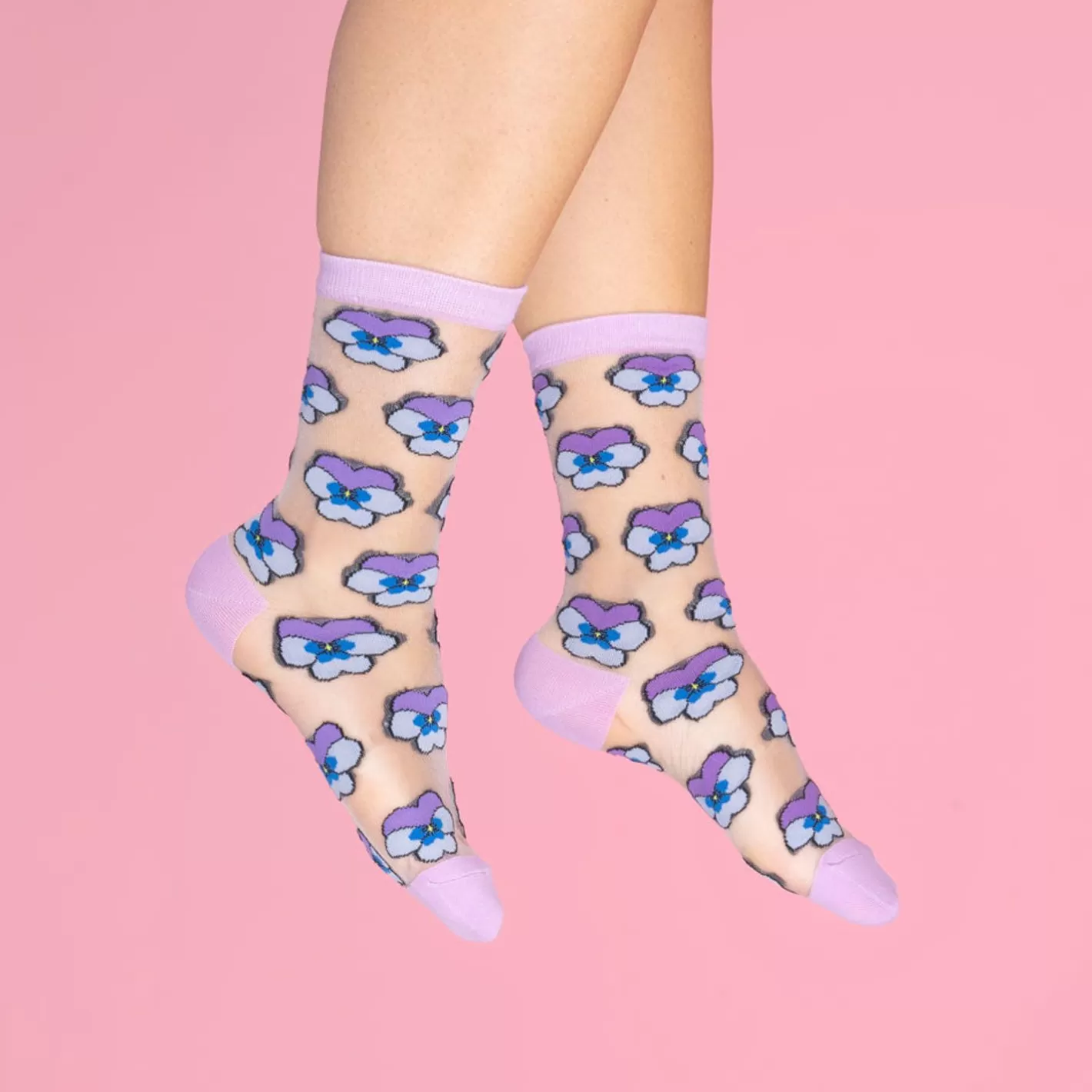 Purple Pansy Sheer Socks>Coucou Suzette Flash Sale